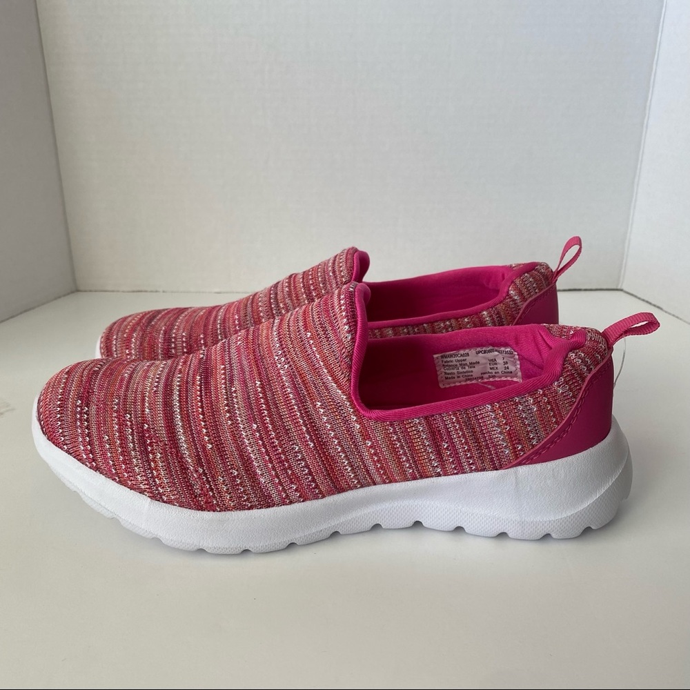 Athletic Works Comfort-Fit Memory Foam, pink stripe slip in Shoes Women's Size 7